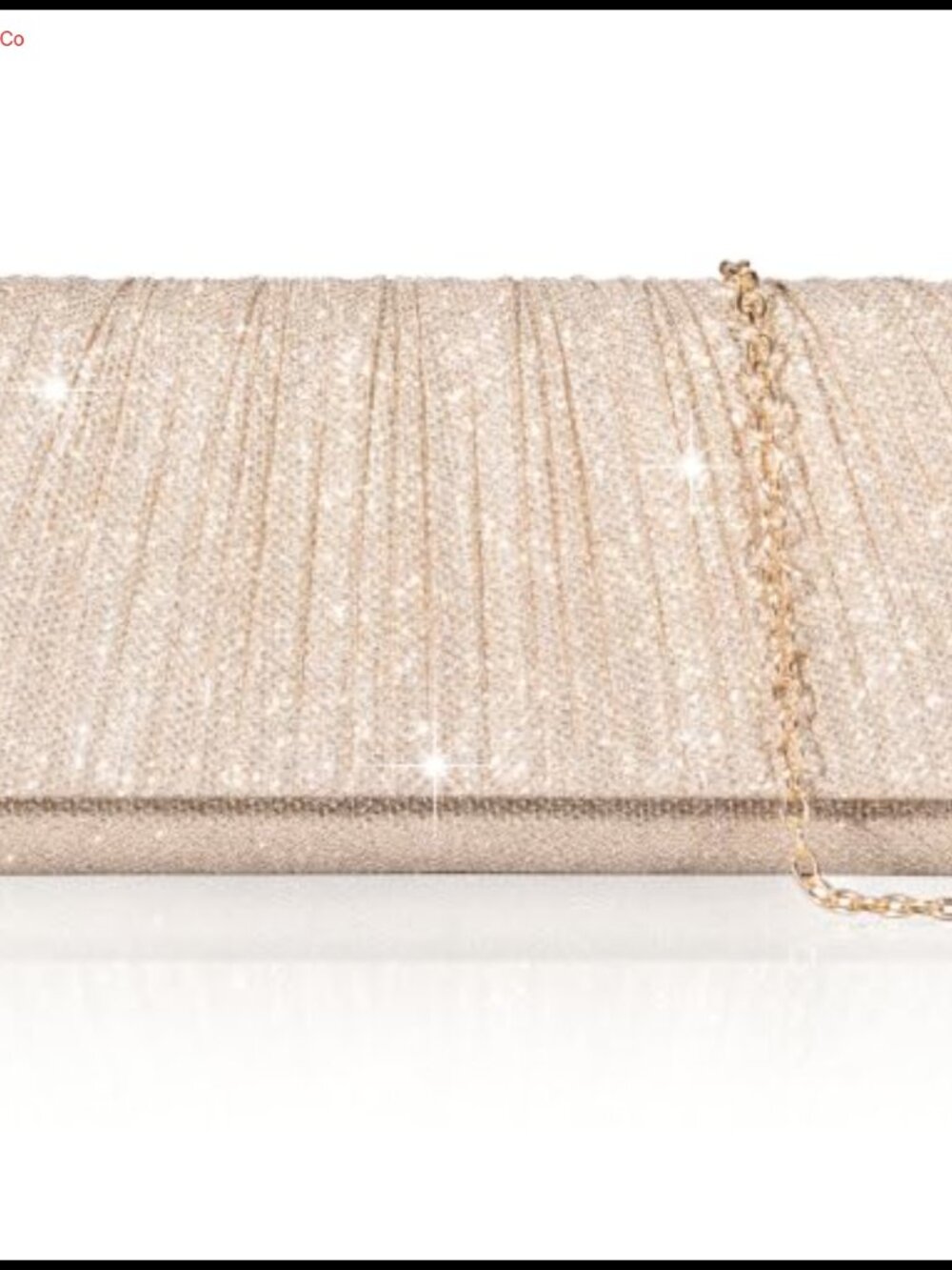 Shiny Pleated Evening Clutch with Removable Chain for Formal Events